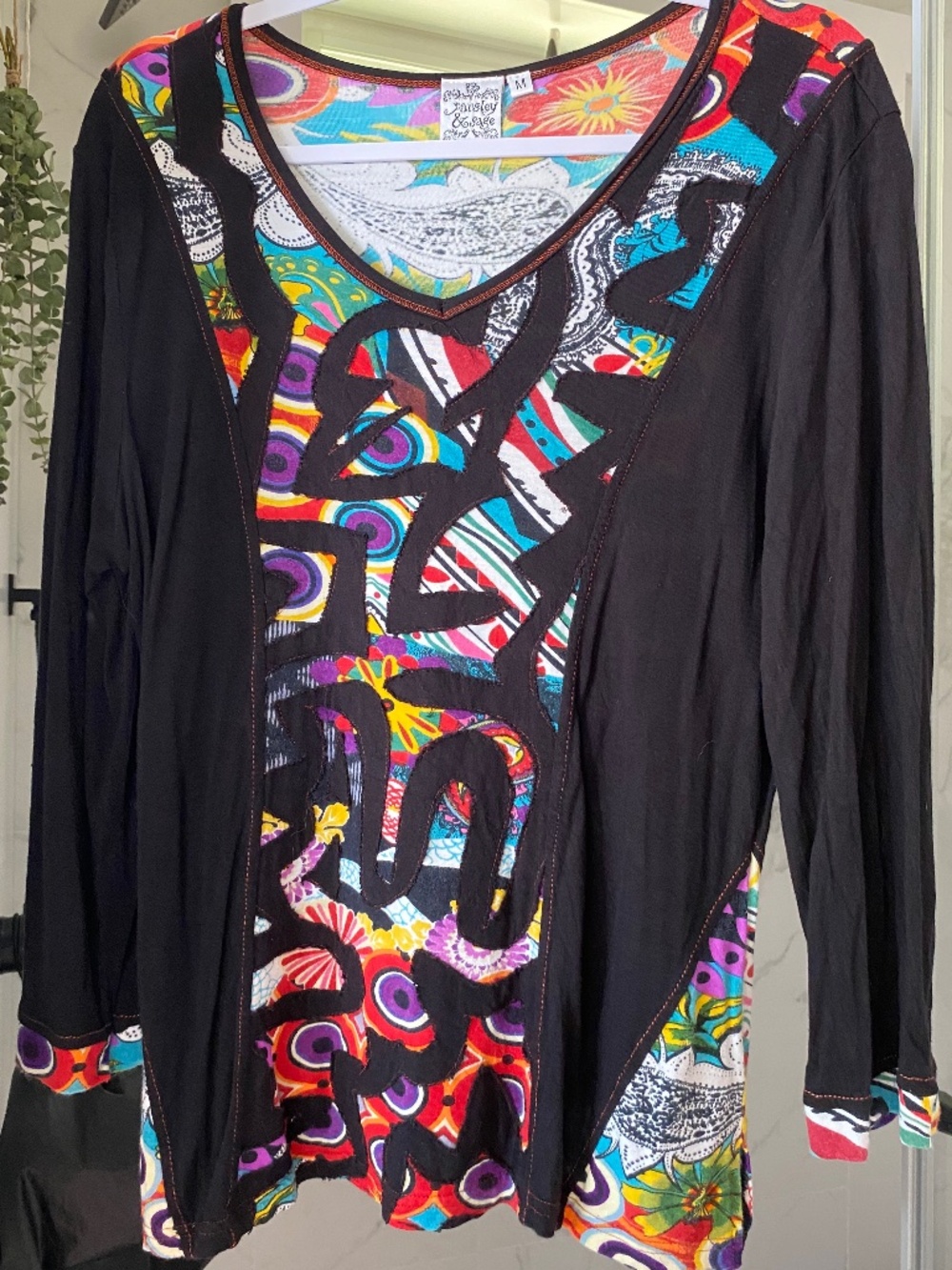 Parsley & Sage black and rainbow top tunic medium